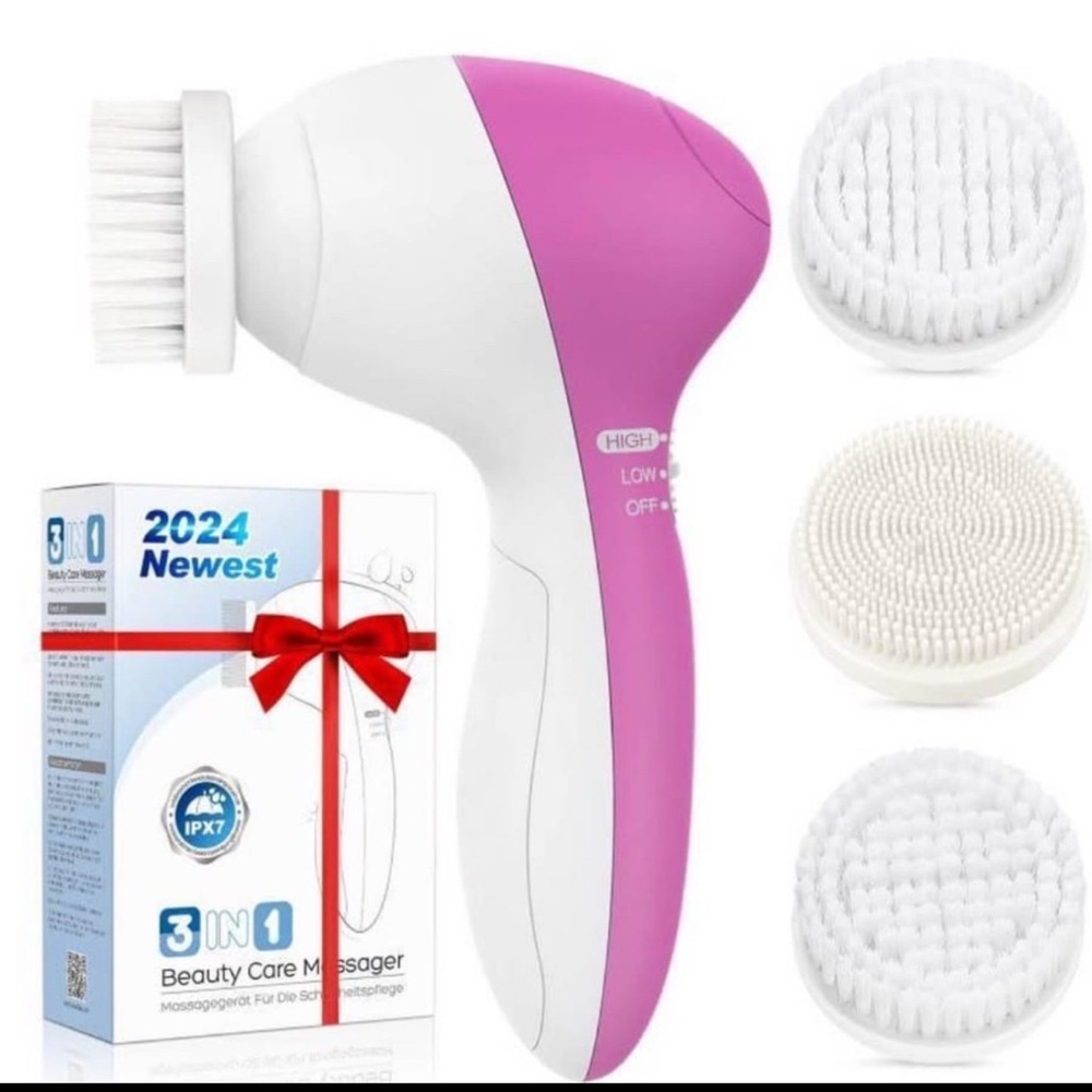 New Hot Pink 3in1 Exfoliating Spin Brush Kit